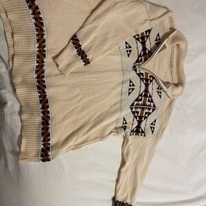 Cream Patterned Women's Sweatshirt